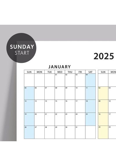 Amerikan Standardı 2027 Yıllık Planlayıcı Duvar Takvimi, United States Calendar