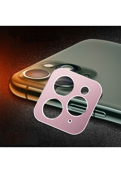 Ally Apple Uyumlu iPhone 11 Pro - 11 Pro Max 3D Metal Kamera Koruyucu Rose