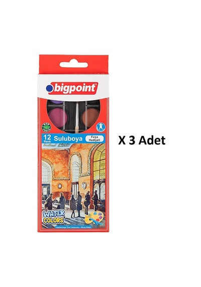 Bigpoint Suluboya 12 Renk X 3 Adet Karışık