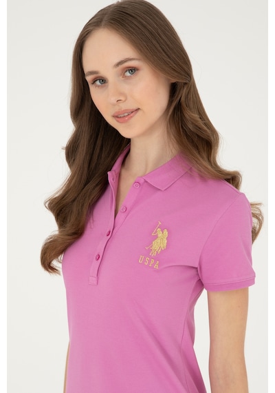 U.S. Polo Assn. Kadın Pembe Polo Yaka Mini Boy Örme Elbise 50280069-VR037