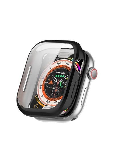 Caseonn Apple Watch Series 5 44mm Kılıf Ekran Korumalı 360 Tam Koruma Siyah