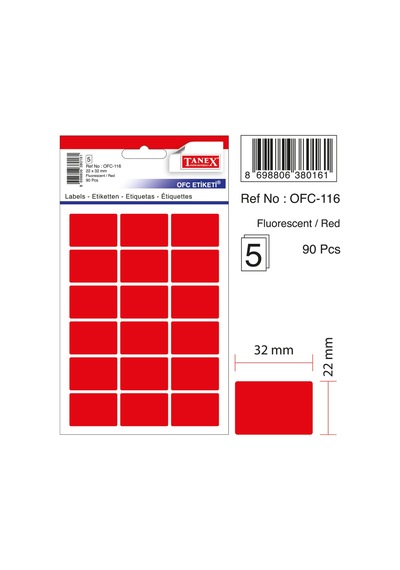 Tanex Ofc-116 Flo Kırmızı Ofis Etiketi