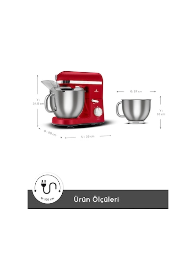 Karaca Mastermaid Chef Pro 1750 W Çift Kollu Stand Mikser
