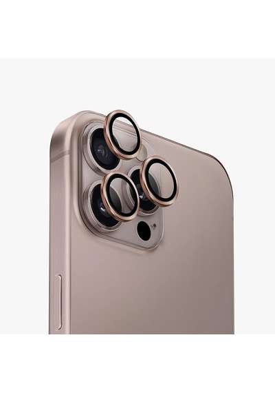 Apple Uyumlu iPhone 16 Pro Max Raze Metal Kamera Lens Koruyucu Çöl