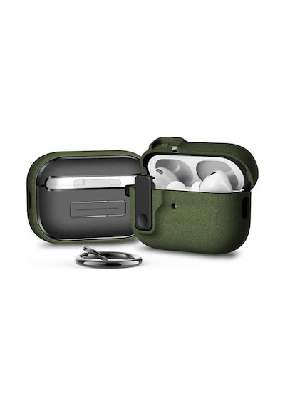Apple Uyumlu AirPods Pro 1. / 2. Nesil İle Kılıf Standlı Kilitli Tpu Premium Matte Trip Case Koyu Yeşil