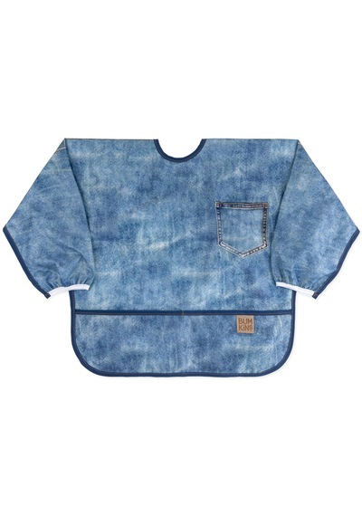 Bumkins X Roamio Uzun Kollu Önlük 6-24 Ay - Vintage Denim Mavi