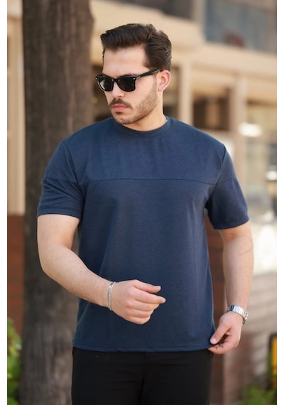 Vexor Erkek Oversize Bisiklet Yaka Kısa Kollu T-shirt Lacivert
