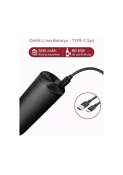 Dvyen Otomatik Şarjlı Elektrikli Şarap Açacağı Tek Tuşla Mantarkaldırma - Elektrikli Tirbuşon Diğer
