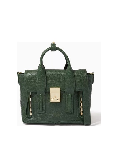 3.1 Phillip Lim Pashli Mini Yeşil Çanta Shark Deri Dokulu, Metal Detaylı Ve Çapraz Askılı El Çantası