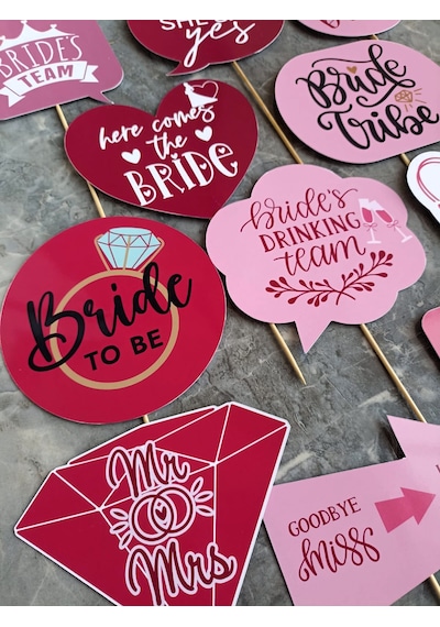12'li Büyük Boy Bekarlığa Veda Konuşma Balonu Seti Kına Gecesi Bride To Be Bride's Team She Said Yes