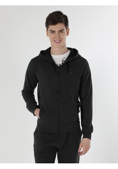 Colin's Slim Fit Kapüşonlu Antrasit Erkek Ceket CL1056951_Q1.V2_ANM Antrasit Melanj