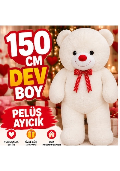 150 Cm Dev Peluş Ayıcık Büyük Boy Sarılmalık Teddy Bear Yumuşak Sevimli Ayı Özel Gün Hediyesi Çok Renkli
