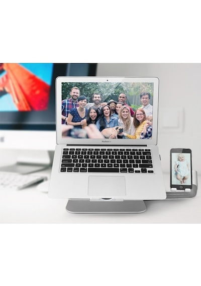 Laptop Apple Uyumlu MacBook Notebook Standı Masaüstü Telefon Tutuculu Stand
