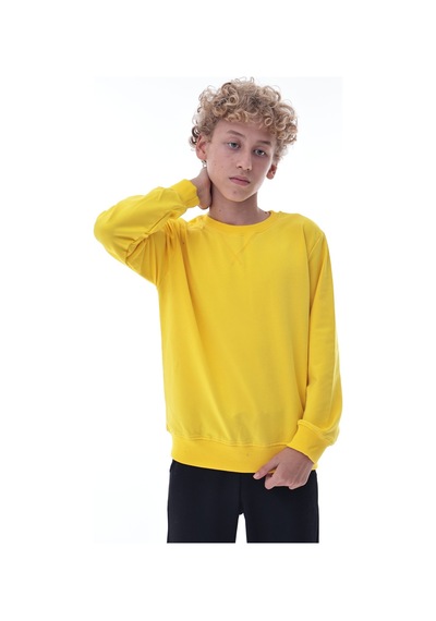 Sarı Erkek Çocuk Sweatshirt Pamuklu Rahat Kalıp Günlük Model Sarı