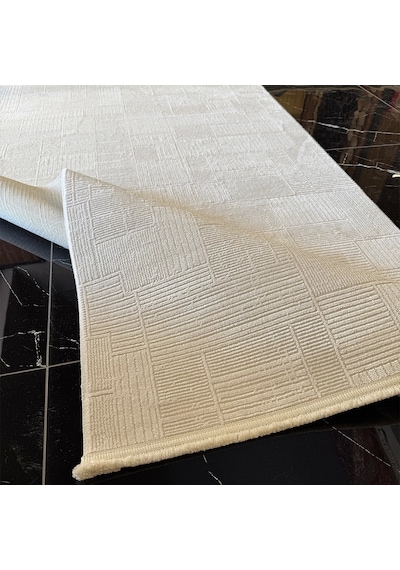 Hoom Rugs İpek 1134 Krem Yün Tuşeli Akrilik Pamuk Taban Halı Krem