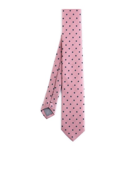 Hatemoğlu Pembe Desenli Micro Casual Kravat Pembe
