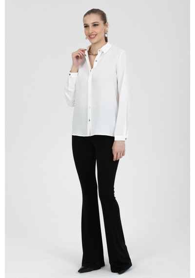 Pera Moda Basic Önü Kısa Arkası Uzun Küçük Ve Büyük Bedenli Jessica Gömlek Beyaz