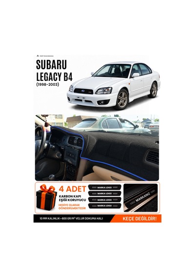 Subaru Legacy B4 1998-2003 Uyumlu Torpido Örtüsü, Torpido Kılıfı - Siyah-mavi - Su006