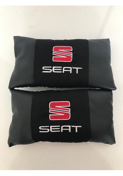 Seat Nakışlı Deri 1 Çift Boyun Yastık Ve 1 Çift Kemer Pedi Siyah