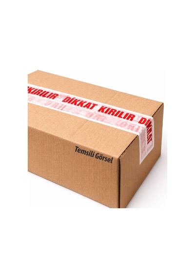 Tr 5 Adet Dikkat Kırılır Koli Bandı 45x100 Mt Kırılabilir Uyarı Baskılı Güçlü Paketleme Bantı