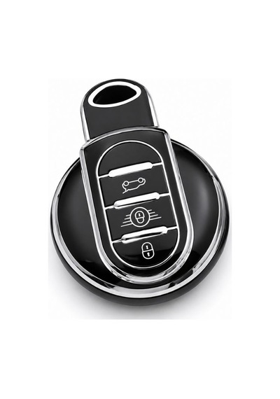 Mini Cooper F55 F56 F57 R56 R57 F60 Siyah Silver Anahtar Kılıfı Şık Silikon Koruma