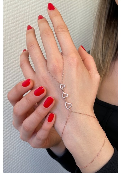 925 Ayar Gümüş Rose Kalpler Şahmeran - 45099801 Rose Gold