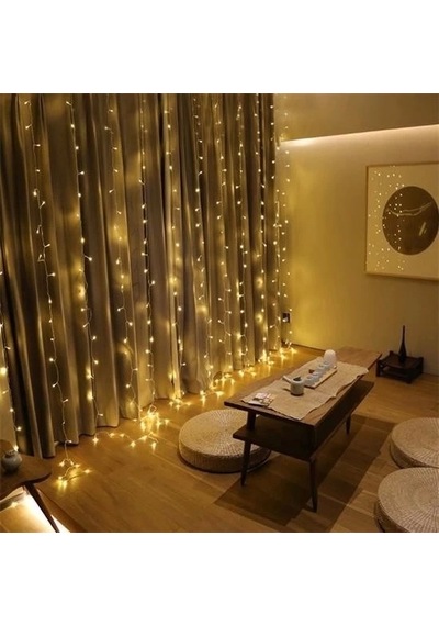 8 Fonksiyonlu 200 Led 10 Saçak Şerit Led 2x2 Perde İp Led Gün Işığı Çok Renkli