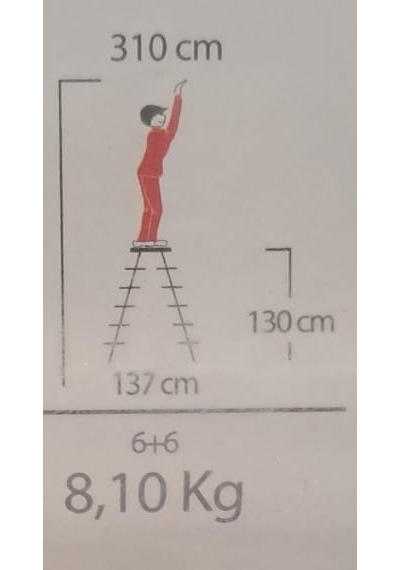 Çift Çıkışlı Metal Merdiven 6 Basamak 6+6 Basamaklı