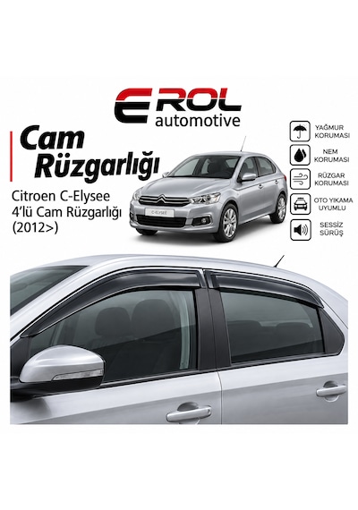 Citroen C-elysse 2012 4'lü Mugen Cam Rüzgarlığı Siyah