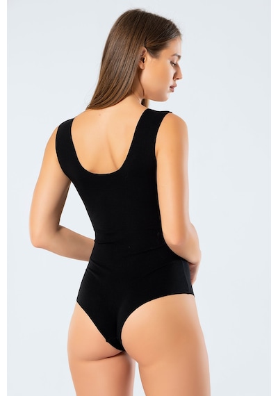 Türen 905 Kadın Lazer Kesim Pamuklu Çıtçıtlı Body-siyah Siyah