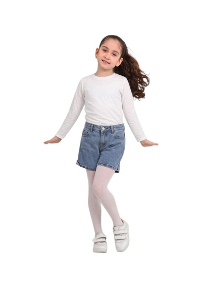 Erdem Kıds Kız Çocuk Beli Lastikli Jean Denim Kot Şort Mavi Mavi