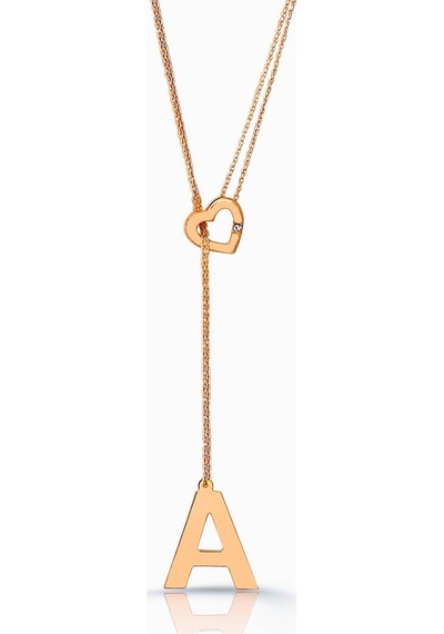 Kuyumcudukkani Harf, Kalp Ve Ok Ucu Gümüş Kolye-37159-r-w Rose Gold