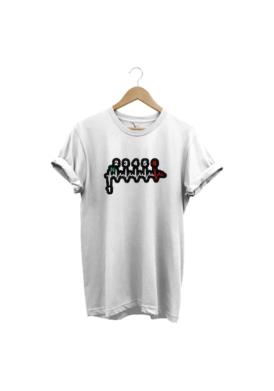 Motorsiklet Kalp Ritmi 1n23456 Motorcu Tasarım Baskılı %100 Pamuk Premium Regular Fit Beyaz T-shirt Beyaz
