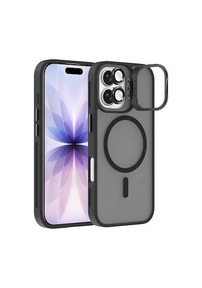 Apple iPhone 17 İle Uyumlu Magsafe Wireless Şarj Özellikli Kamera Standlı Lüks Mat Silikon Kılıf Lens Koruyucu Diğer