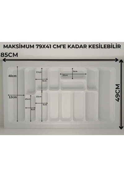 85x49 Cm. Beyaz Kaşıklık Ve Kepçelik 2'li Set 79x41 Cm'e Kadar Kesilebilir - 85x49byz-set Beyaz