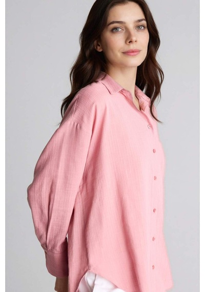 Defacto Uzun Kollu Gömlek Tunik H6877ax26sppn623 Pembe-pn623