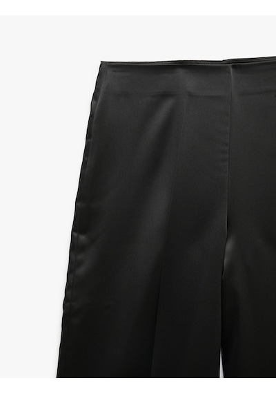 Koton Normal Bel Geniş Paça Saten Pantolon Siyah 7wak40188uw