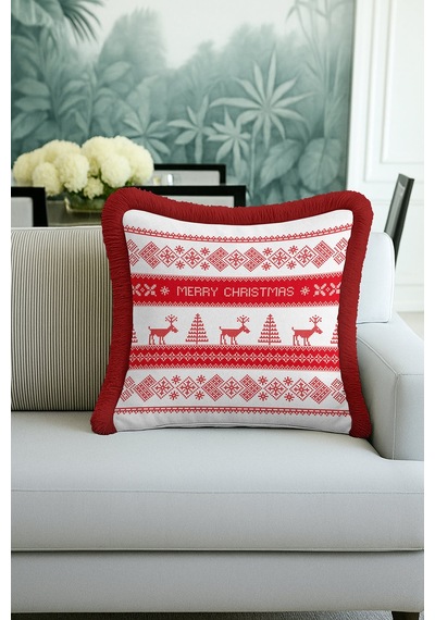 Nordik Noel Temalı Saçaklı Yastık Kılıfı - Vintage Kış Rustik Kırmızı Beyaz Püsküllü Kırlent Kılıfı Koyu Ayışığı Gümüş Nordik Noel Temalı Saçaklı Yastık Kılıfı - Vintage Kış Rustik Kırmızı Beyaz Püsküllü Kırlent Kılıfı Koyu Ayışığı Gümüş