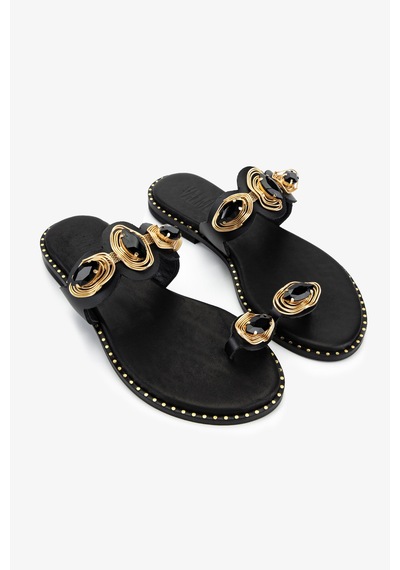 Valmenti Kadın Hakiki Deri Siyah Deri Düz Terlik 1141 578 Bn Trlk Y26 Black Leather