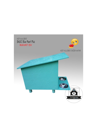 Kedigram Kedi Kulübesi Basic Blue Pearl Plus Kedi Evi Yağlı Boyalı