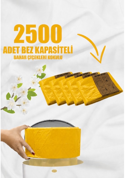 Korbell 16 L Çöp Kutuları İle Uyumlu 2500 Bebek Bezi Kapasiteli 5 Paket Bahar Çiçekleri Kokulu Yerli Çöp Poşeti