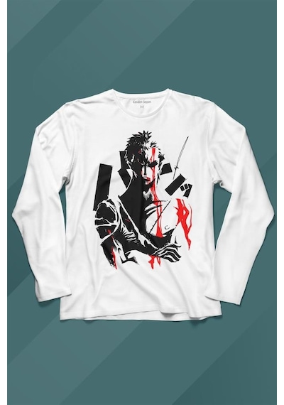 One Piece Roronoa Zoro Poster Uzun Kollu Tişört Baskılı T-shirt 001