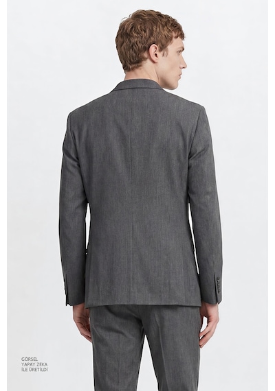 AC&Co / Altınyıldız Classics Erkek Grı Slim Fit Dar Kesim Mono Yaka Takım Elbise Gri