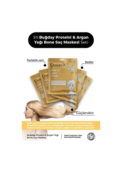 5'li Buğday Proteini Ve Argan Yağı İçeren Besleyici Ve Nemlendirici Bone Saç Maskesi Seti Set