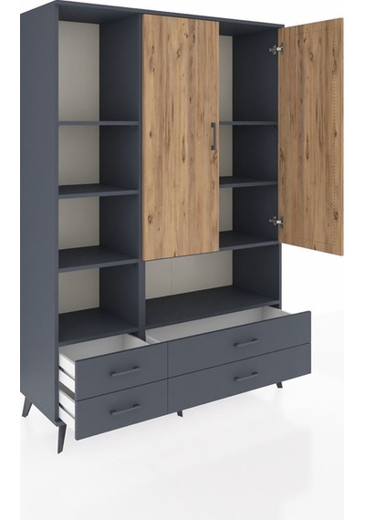 Hyperion Dolap 8 Raflı 4 Çekmeceli 2 Kapaklı 132x44x195 Antrasit-çam/antrasit Atlas Çam/antrasıt - Antrasıt Hyperion Dolap 8 Raflı 4 Çekmeceli 2 Kapaklı 132x44x195 Antrasit-çam/antrasit Atlas Çam/antrasıt - Antrasıt