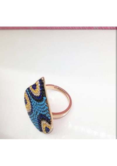 Oriental Kuyumculuk Jewellery Nazar Boncuklu Damla Rose Gümüş Yüzük Rose