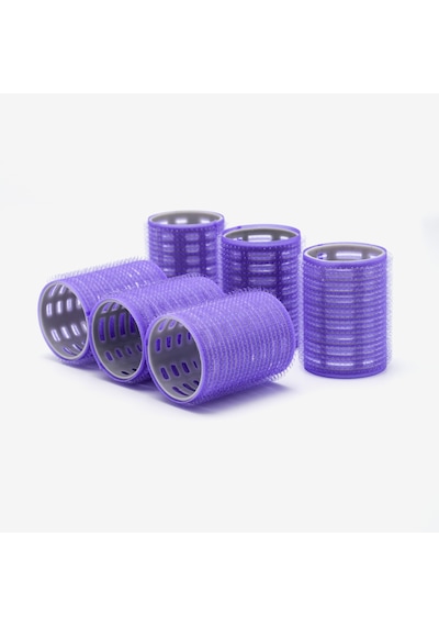 Croc 1215 Büyük Boy Bigudi 6Lı Cırtlı - Yapışkanlı Bigudi Mor Çap: 4.5cm Mor