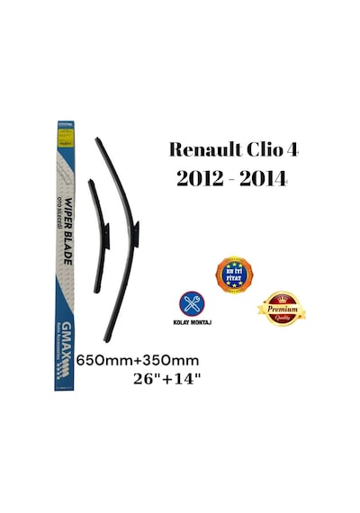 Renault Clio 4 2012 2013 2014 Uyumlu Araca Özel Ön Cam Silecek Süpürgesi Takımı 650+350mm