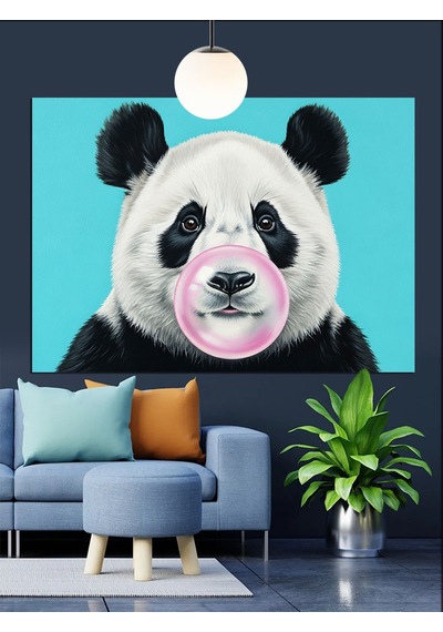 Panda Ayı Sevimli Hayvan Dekoratif Kanvas - Mdf Ahşap Tablo