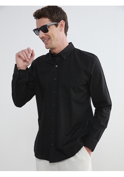 Lcwaıkıkı Classic Siyah Regular Fit Oxford Erkek Gömlek